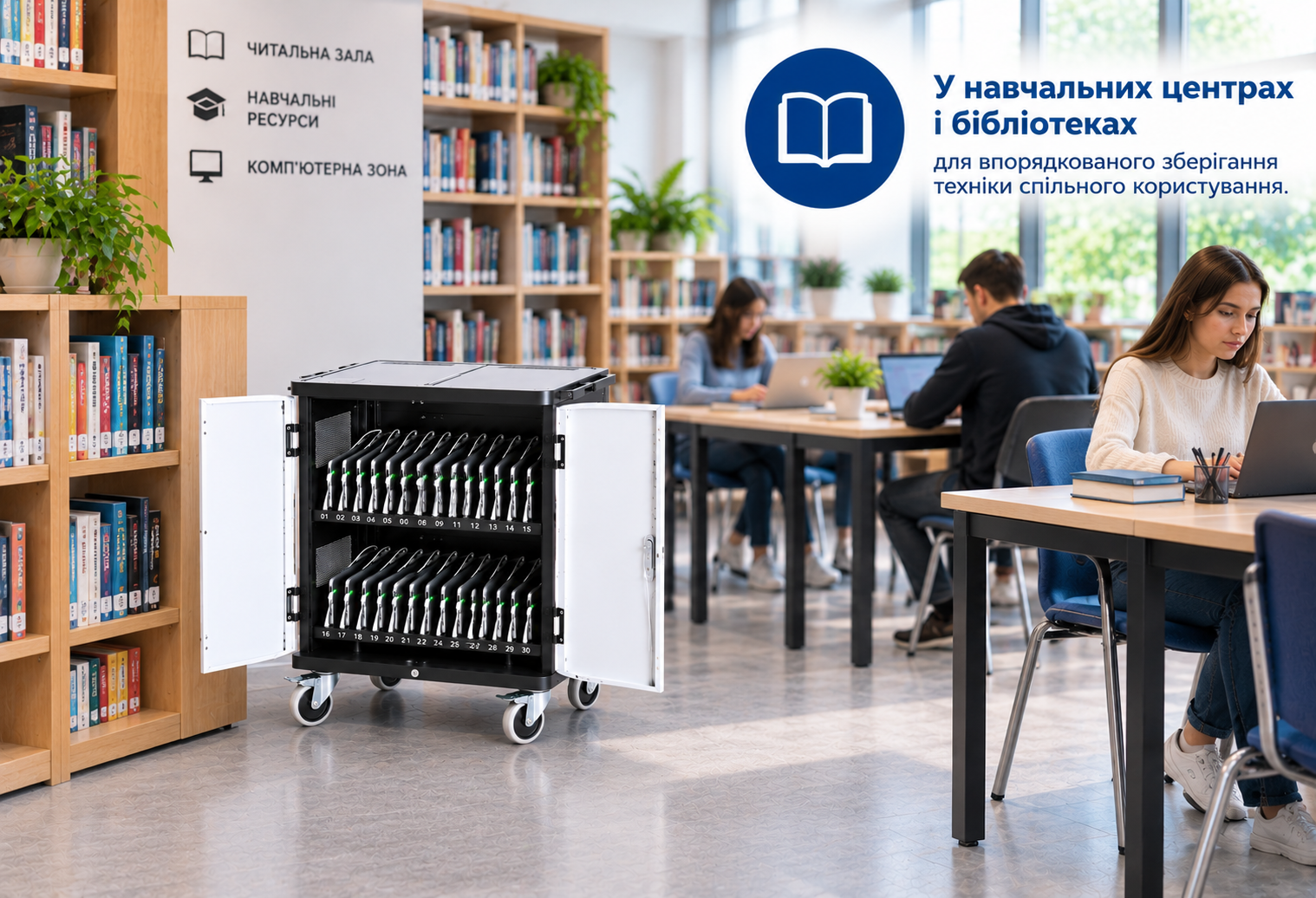 Компактна зарядна шафа в бібліотеці TNE TN-C30